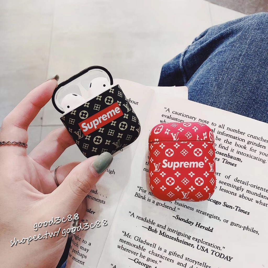 Vỏ bảo vệ hộp đựng tai nghe Airpods in tên các thương hiệu Louis Vuitton Supreme kiểu dáng sang trọng | BigBuy360 - bigbuy360.vn