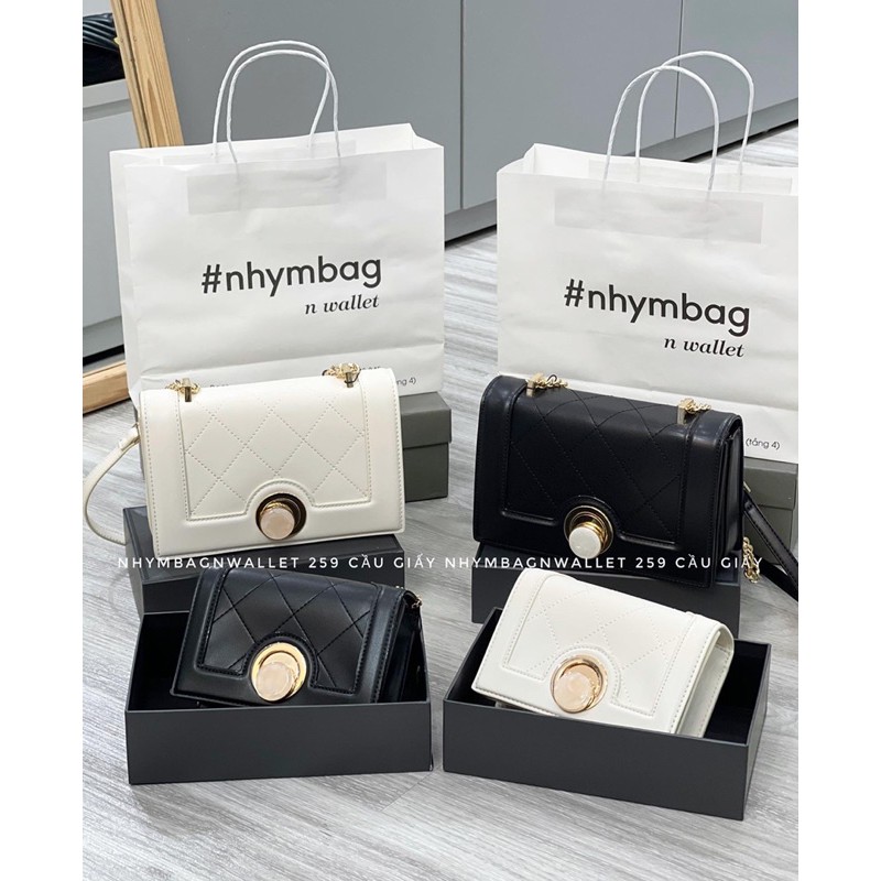 Túi khoá tròn xoay vân đá da lì