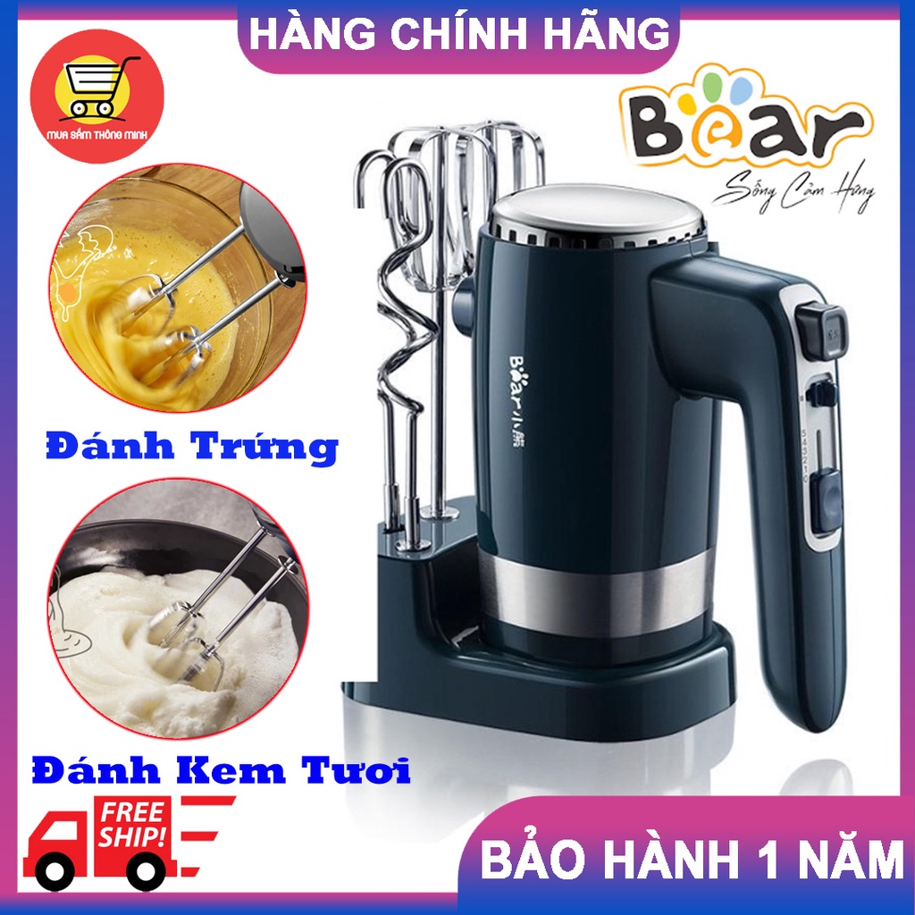 Máy Đánh Trứng Cầm Tay Mini Bear HM B01V1 Máy Đánh Kem Với 10 Tốc Độ Tối Đa 1250 Vòng/Phút Vỏ Nhựa ABS Cao Cấp