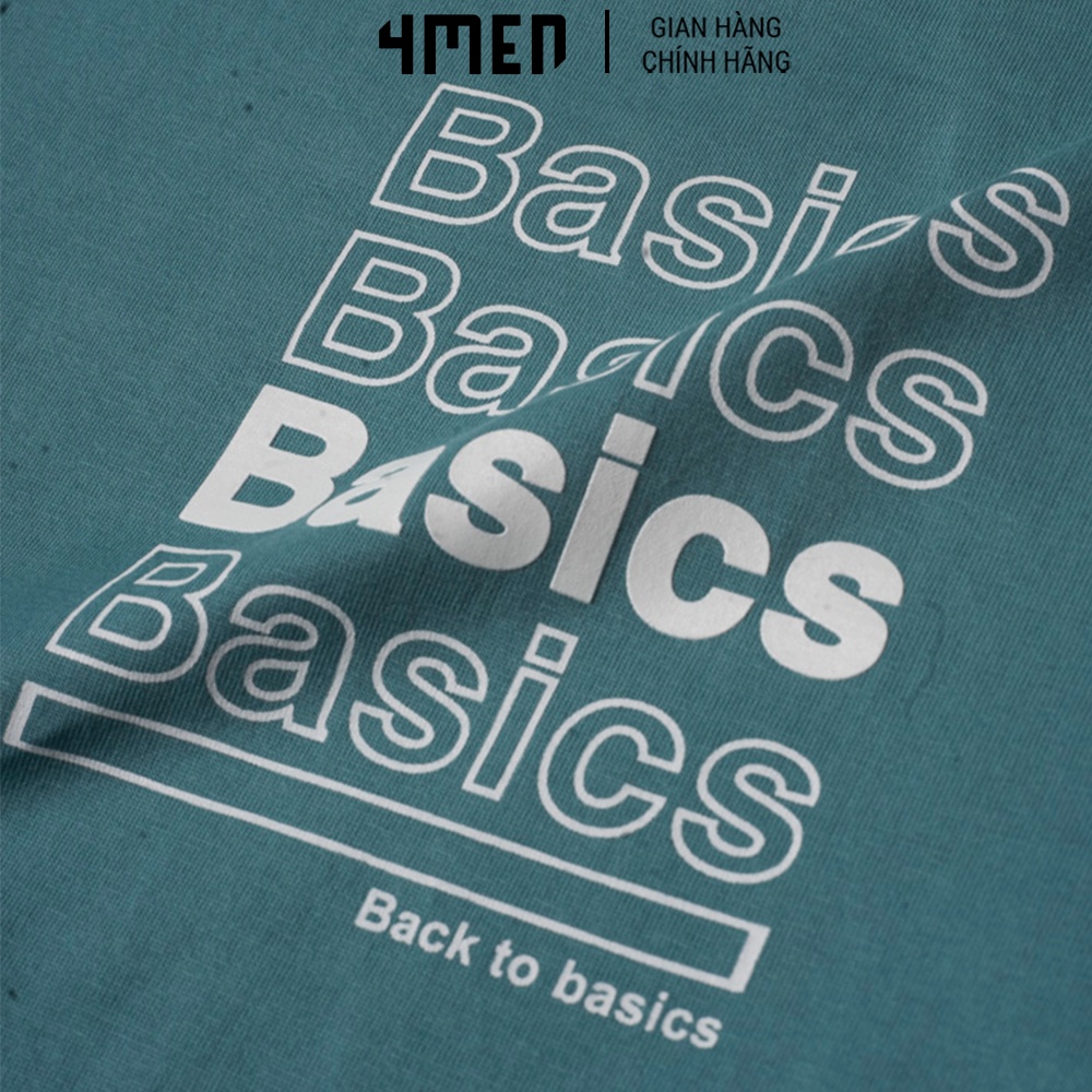 Áo Thun Nam 4MEN AT070 cổ tròn, tay ngắn, form Regular in chữ Back To Basics trẻ trung, năng động, thoáng mát có độ co g