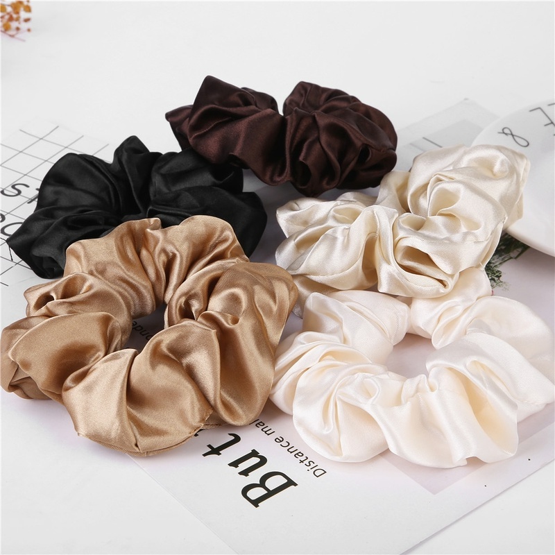 Dây Buộc Tóc Vải Lụa Satin Mềm Co Giãn Màu Trơn Sang Trọng Cho Nữ