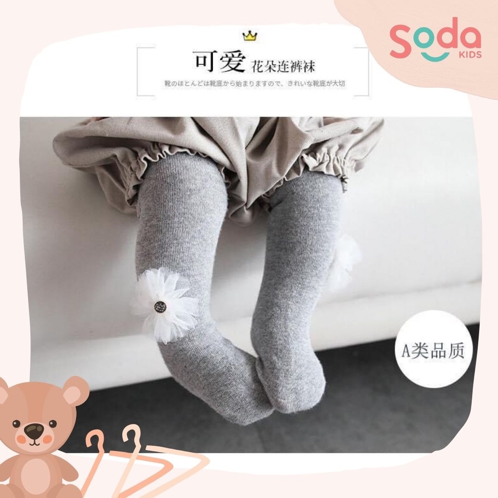 Quần tất len dệt kim hoa voan cho bé gái