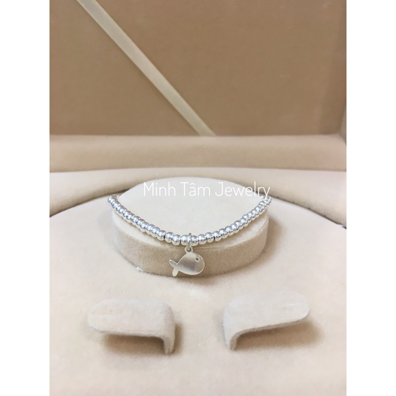 Lắc tay bi bạc charm cá heo xinh xắn,Lắc tay bi bạc cá heo bạc 925-Minh Tâm Jewelry