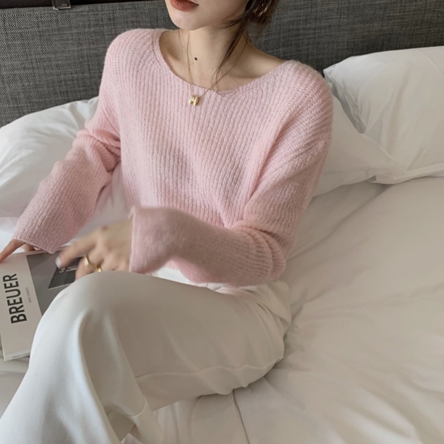 ihkke Áo sweater cổ tròn chất liệu mềm mại thời trang dành cho nữ