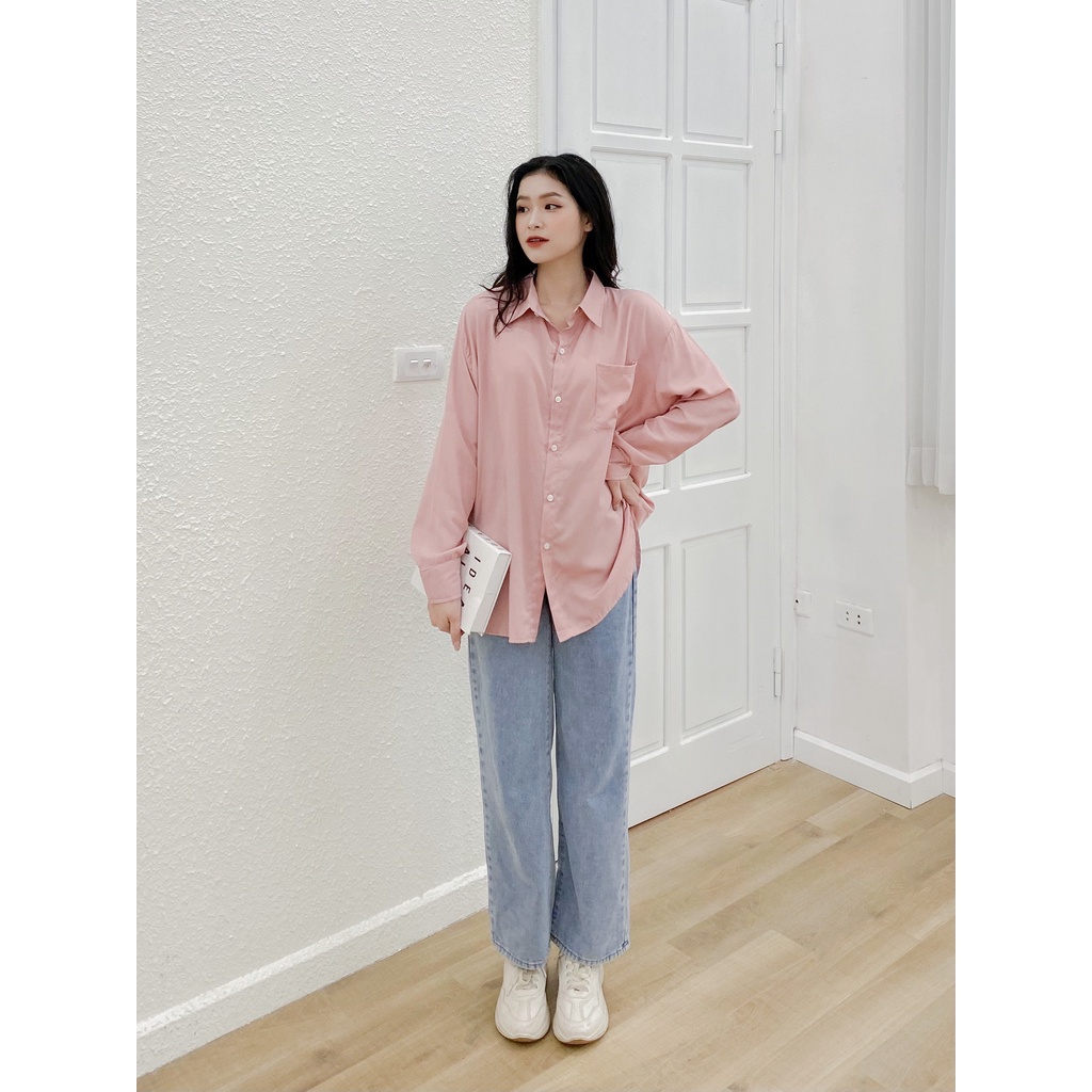 Áo sơ mi nữ basic LYRA, chất đũi trơn form rộng trẻ trung, năng động-VSYAS0050