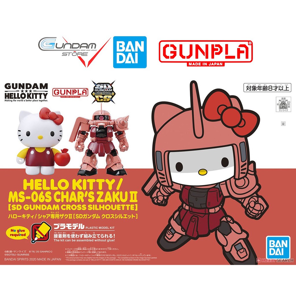 Bandai Mô Hình Gundam SD Hello Kitty MS-06S Char’s Zaku Ⅱ SDCS Cross Silhouette Đồ Chơi Lắp Ráp Anime Nhật