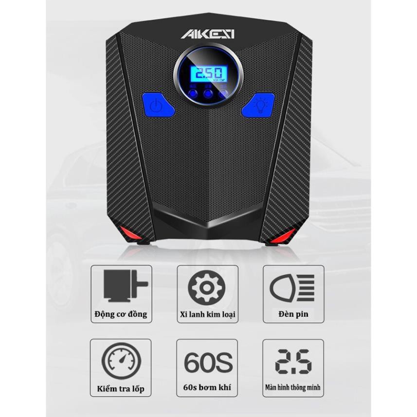 Bơm lốp Điện Tử⚡HÀNG CHÍNH HÃNG⚡️ tự động ngắt cho ô tô xe hơi Akesi (Tặng đầu bơm trị giá 50k)- Bảo hành 12 tháng
