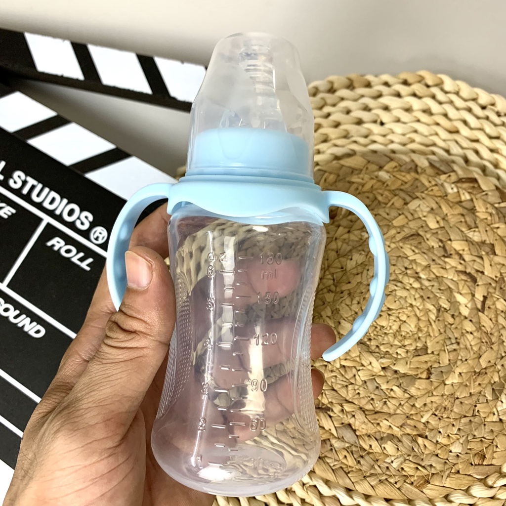 Bình sữa cho bé, bình uống nước cho bé chống sặc có tay cầm xoay 360 tiện lợi (180ml)