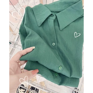 [ CHUBBY BIGSIZE ] SƠ MI XANH FORM RỘNG HOT TREND