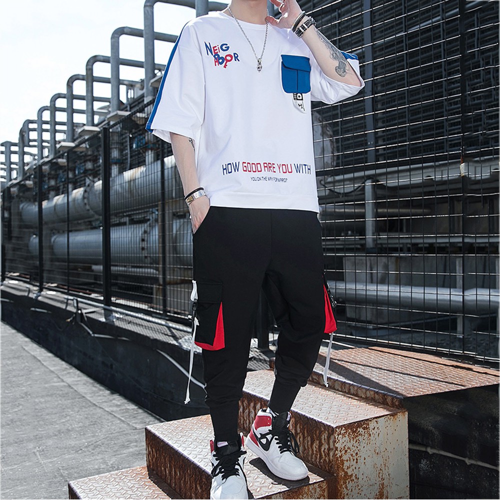 Bộ Đồ Thun Nam Thể Thao Ngắn Tay In Họa Tiết NEIGHBOR Kết Hợp Quần Jogger Túi Hộp Phối Dây SET NAM 90000106C2 | BigBuy360 - bigbuy360.vn