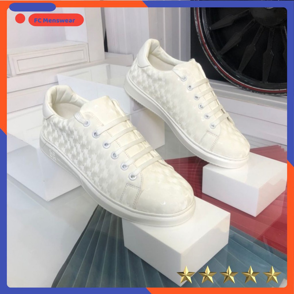 Giày Nam Trắng 🔴𝑭𝑹𝑬𝑬𝑺𝑯𝑰𝑷🔴 Giảm 20K Khi Nhập Mã [GIAY020K] - Giày Da Sneaker Nam Full Trắng_Siêu Chất