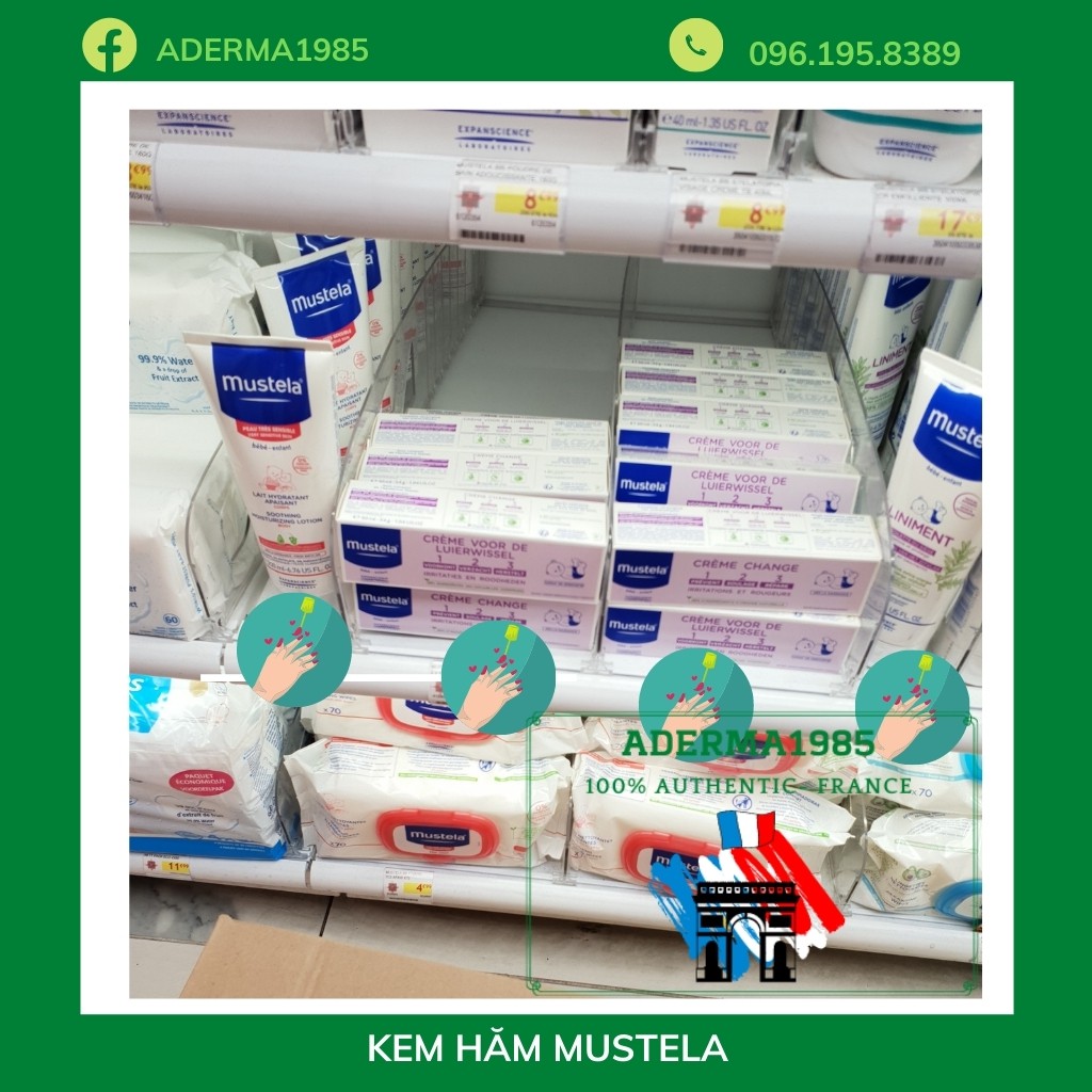 Kem hăm Mustela Vitamin Barrier Cream ngăn ngừa hăm tã ở trẻ, giúp mông bé khô thoáng, mịn màng - Kem hăm mustela