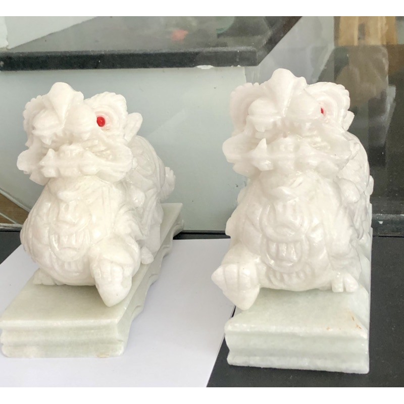 Đôi tỳ hưu đá non nước 20 cm màu trắng HANMYNGHE