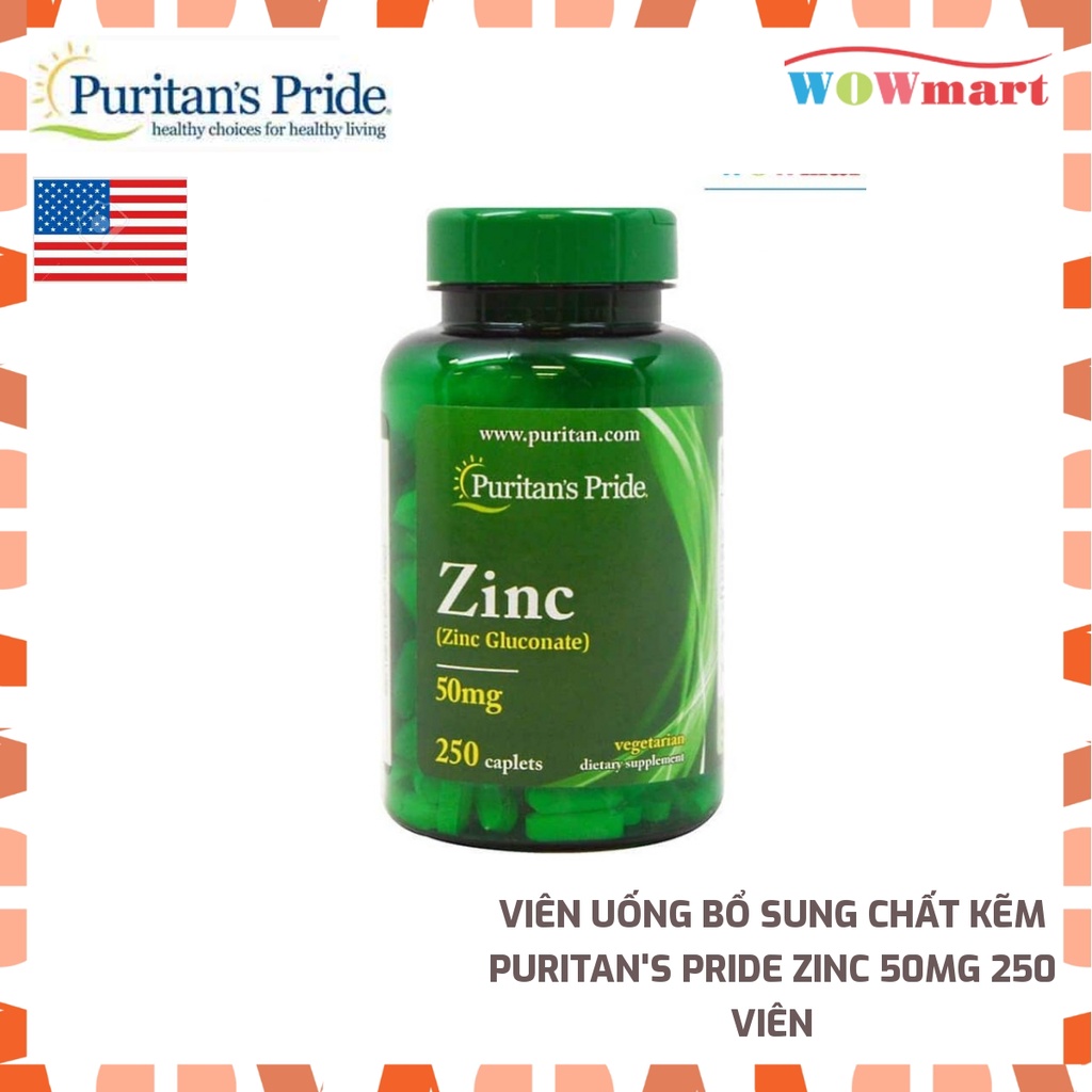 Viên uống bổ sung kẽm Puritan's Pride Zinc 50mg 250 viên