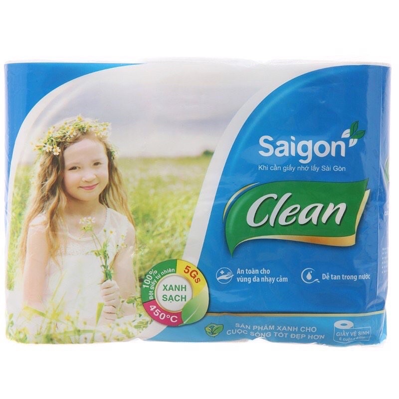Giấy Vệ Sinh Sài Gòn Clean 2 Lớp Lốc 12 Cuộn
