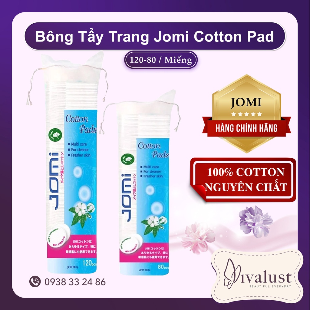 Bông Tẩy Trang Jomi Cotton Pad 80/120 Miếng (Gói)