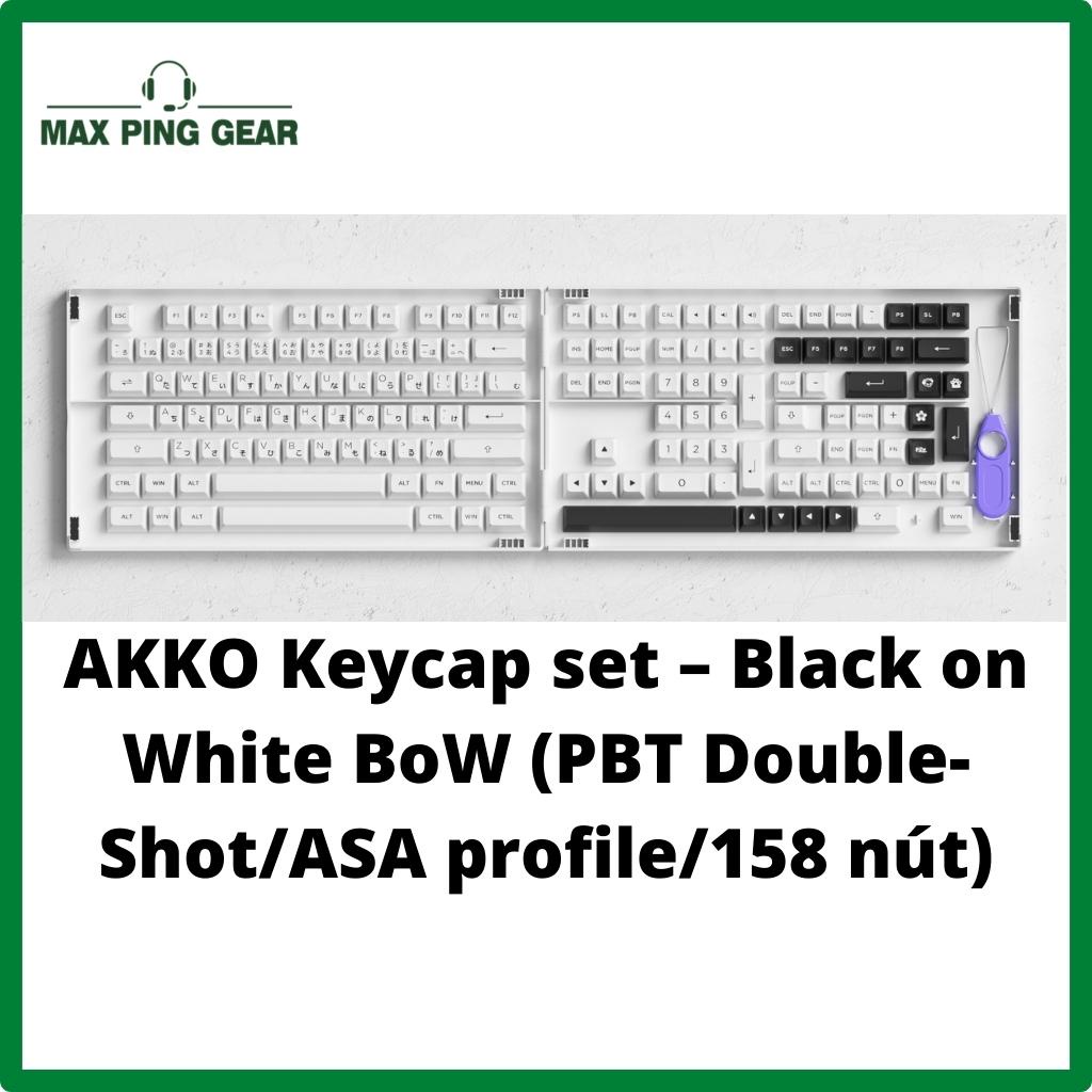 AKKO Keycap set – Black on White BoW (PBT Double-Shot/ASA profile/158 nút)