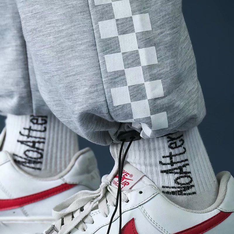 Quần dài ống rộng họa tiết kẻ ô vuông phong cách Hàn Quốc thời trang thường ngày cho nam