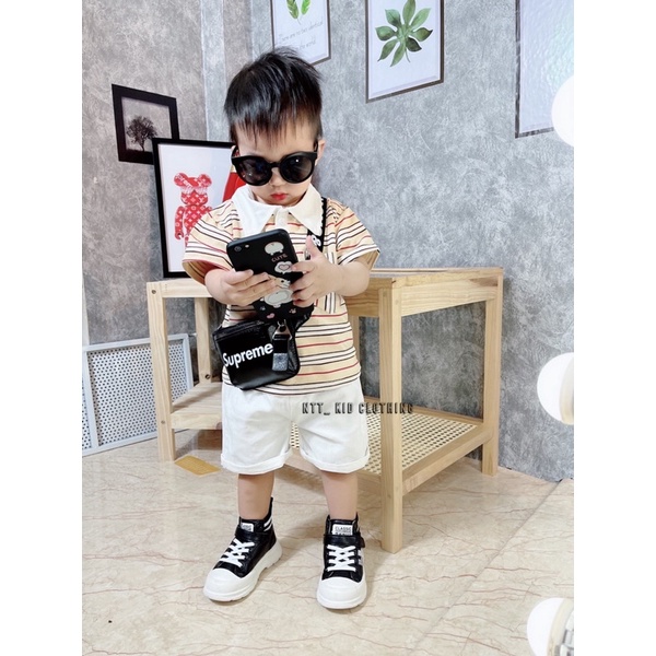 [SET BÉ TRAI] Bộ áo cotton quần kaki sành điệu cho bé trai
