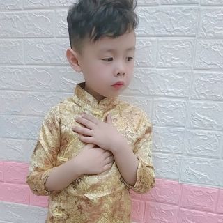 Xả hàng Áo dài cách tân cho bé trai vàng - đồng size 12-22kg( chỉ bán áo)0