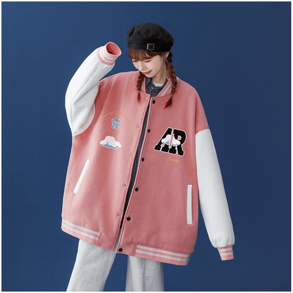 Áo Khoác Bomber Nữ AR Chất Nỉ PE Loại 1 Dày Mịn Phối Hình Lưng Kiểu Dáng Năng Động, Form Rộng Mặc Thoải Mái [NEW UNISEX]