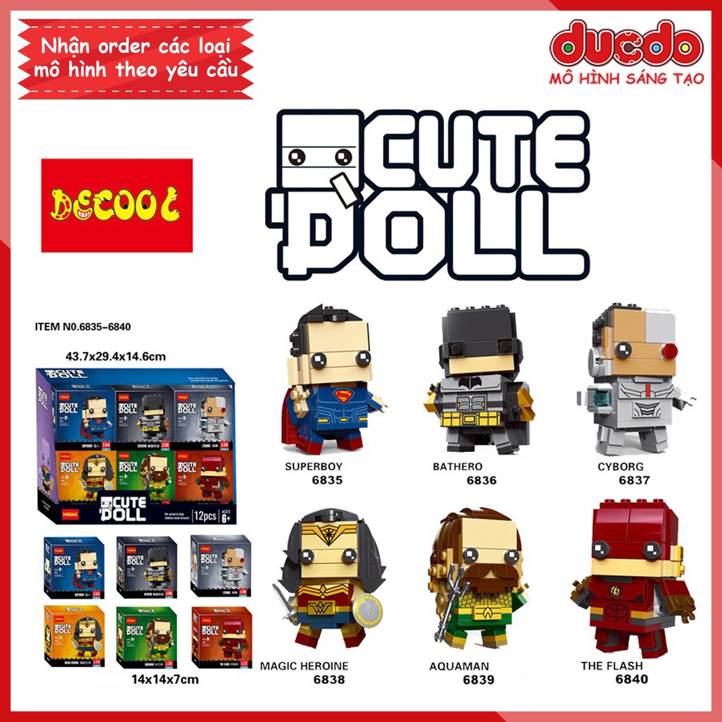 Brick Headz trong Justice League - Đồ chơi Lắp ghép Mô hình Batman Mini Minifigures DECOOL 6835-6840 BrickHeadz