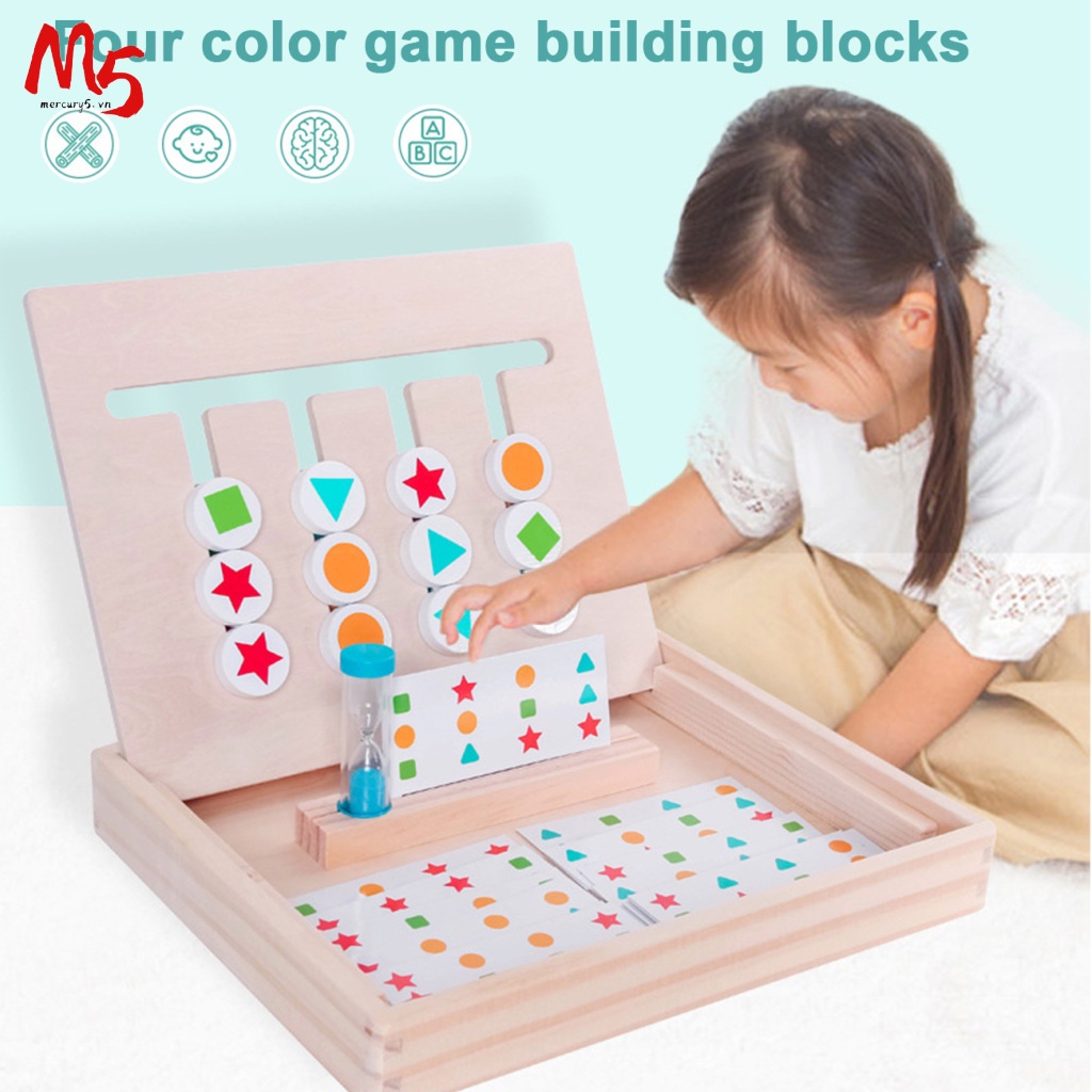 Đồ chơi giáo dục bằng gỗ M5- Montessori bốn màu sắc giáo dục sớm cho bé