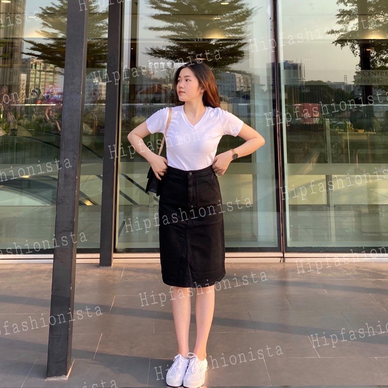 [Mã FADIRECT20 giảm 20K đơn 150K] Chân váy jeans midi Asos form chuẩn xinh, lưng cao trên rốn (hình thật)