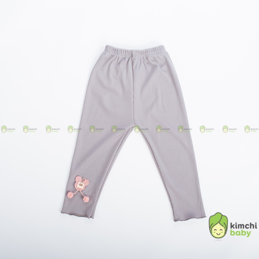 Quần Legging KIMCHIBABY Vải Thun Gân Hoạ Tiết Tai Thỏ Cực Xinh, Quần Dài Cho Bé Mặc Thu Đông Cho Bé Gái QDBG01