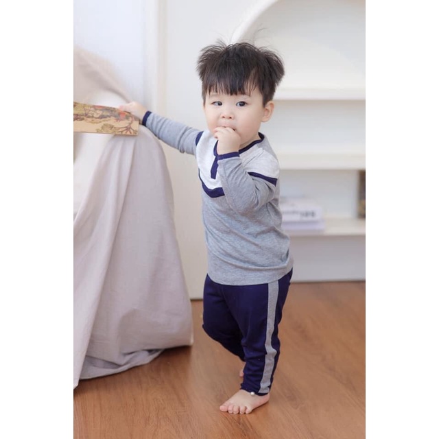 Bộ dài tay bé trai mỏng mát mặc hè thu, điều hoà bon99 BT13721- Puppy House