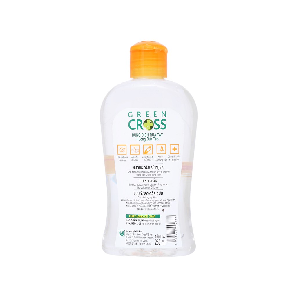 Dung dịch rửa tay khô Green Cross hương dưa táo chai 250ml