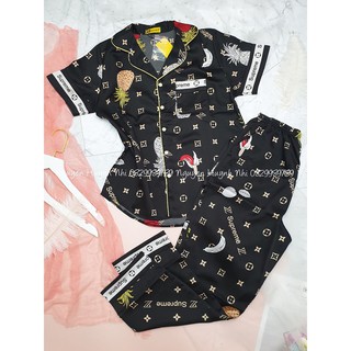 ĐỒ BỘ SATIN L.V Trái dưa quần dài đồ mặc nhà, đồ ngủ freesize nhiều màu