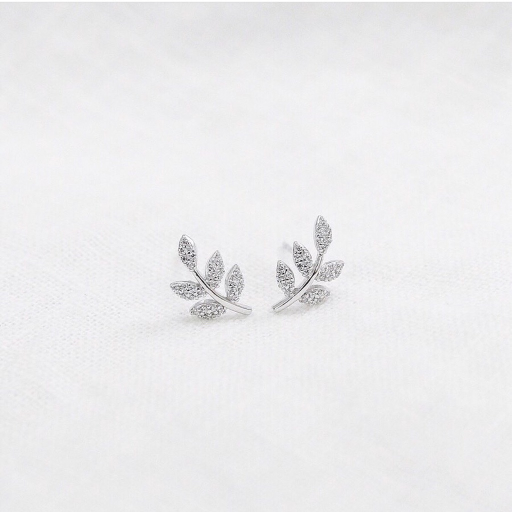 Khuyên tai bạc /krystal Leaf Earing