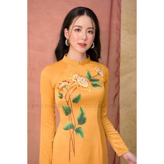 ÁO DÀI THÊU HOA TÂY THI