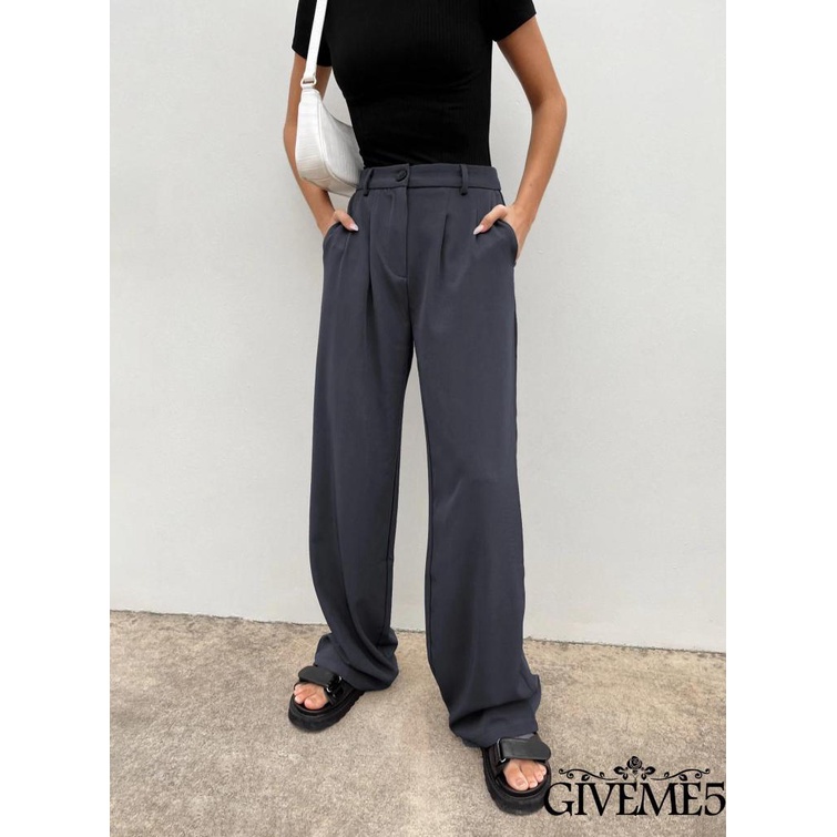GIVEME-Women Slimming Trousers, Vintage Straight Leg Wide-Leg Suit Pants Casual Party Street High Waist Pants