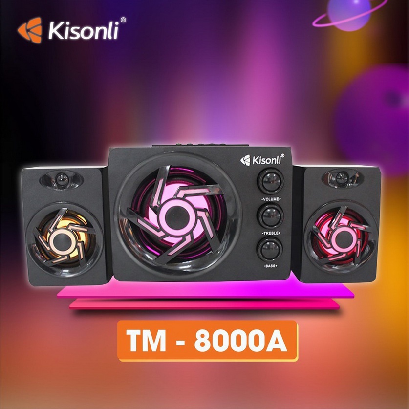 Loa máy vi tính pc laptop để bàn cao cấp 2.1 kisonli tm-8000a đèn led 7 màu rgb có bluetooth - loa nghe nhạc mini c