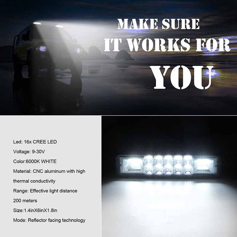 6 Inch Car LED Light Bar, for Truck Car Motorcycle Boat, 2 Pack O4VN