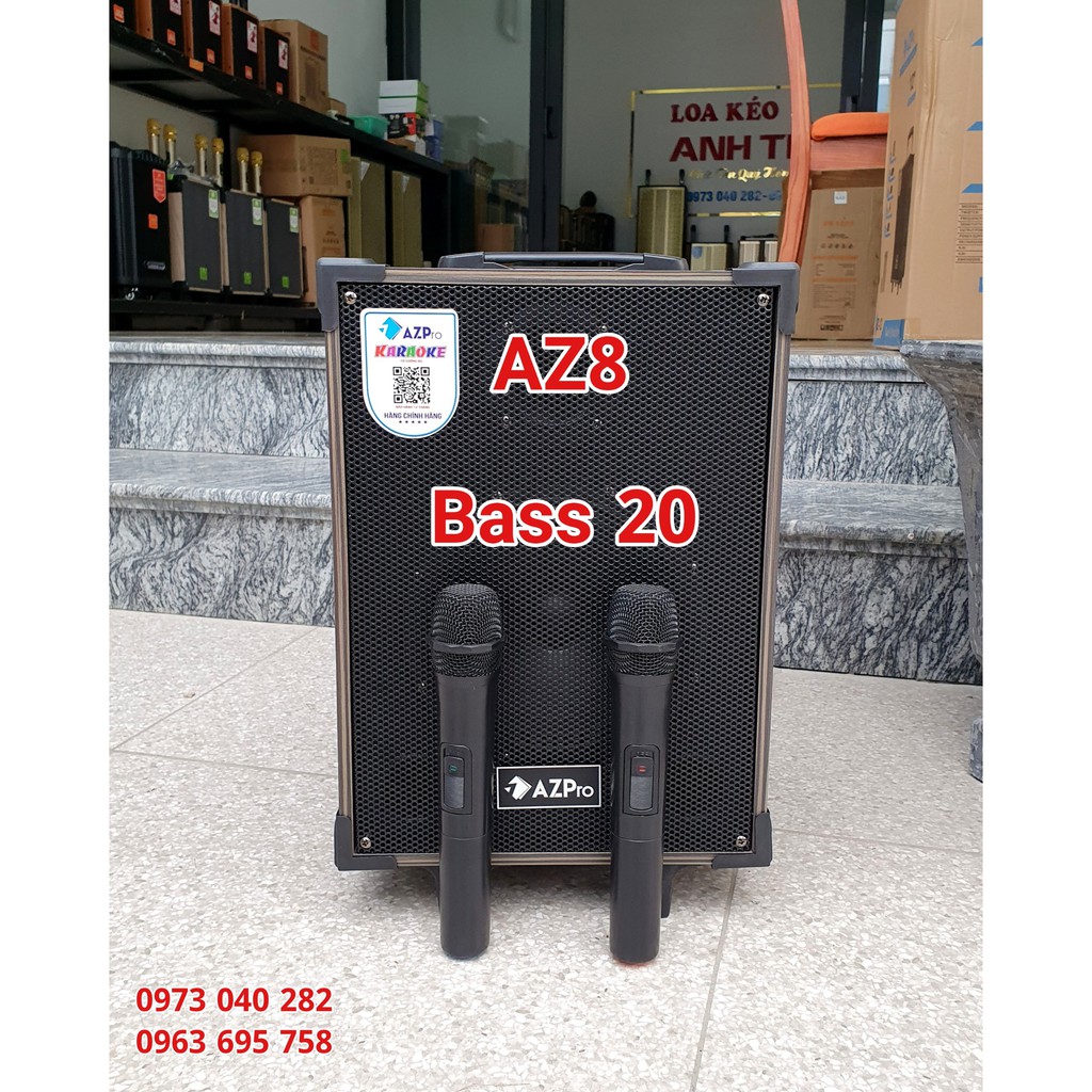 Loa kẹo kéo giá rẻ bass 20 nhỏ gọn tiện lợi hàng bảo hành 1 năm  AZpro - AZ 8 2 míc