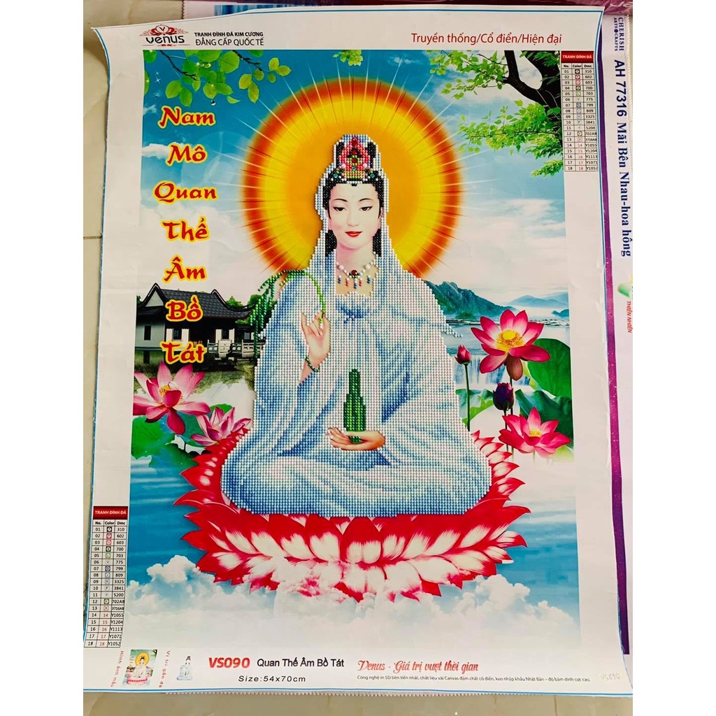 Tranh Đính Đá Phật Quan Âm - tranh chưa đính đá