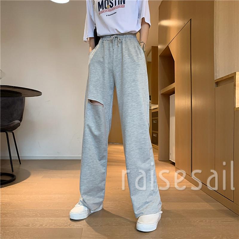 RS Quần Jeans Nữ Rách Gối Lưng Cao Cá Tính | BigBuy360 - bigbuy360.vn