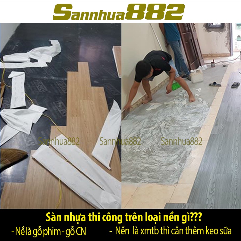 Sàn nhựa giả gỗ có sẵn keo tự dính nhựa nguyên sinh hàng loại 1 chống nước