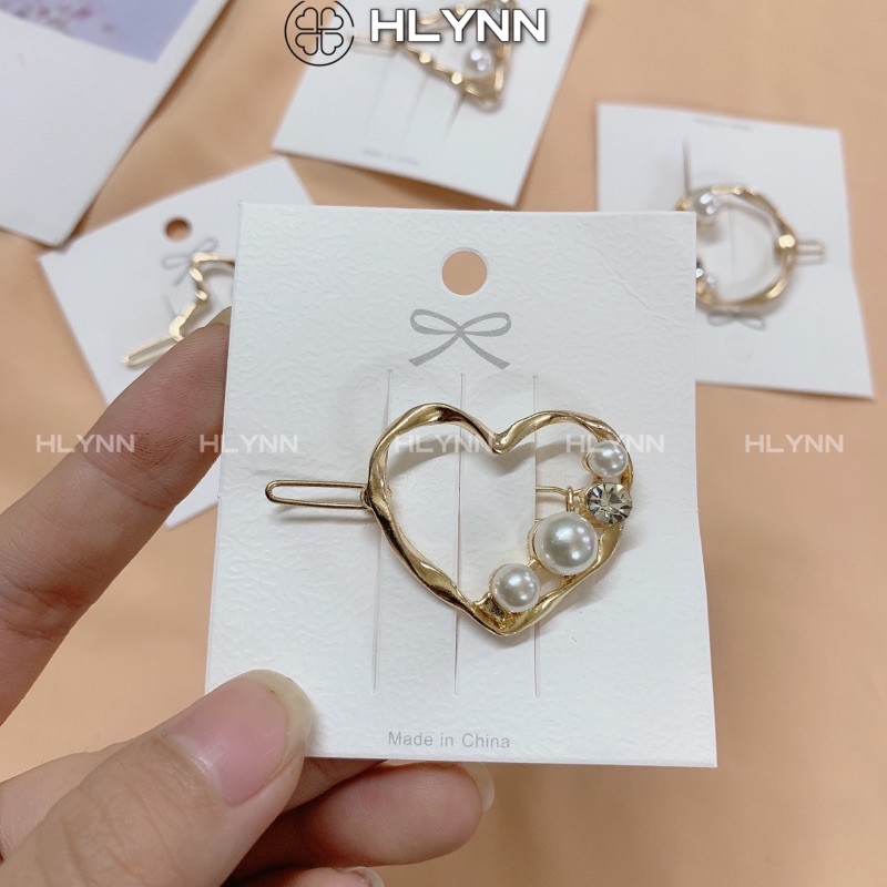 Kẹp tóc hình khối đính hạt trai