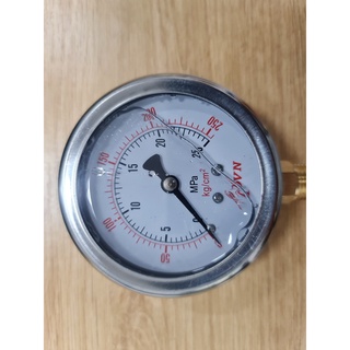 Đồng hồ đo áp suất thuỷ lực mặt phi 63mm. chân ren 1/4. 0-25bar