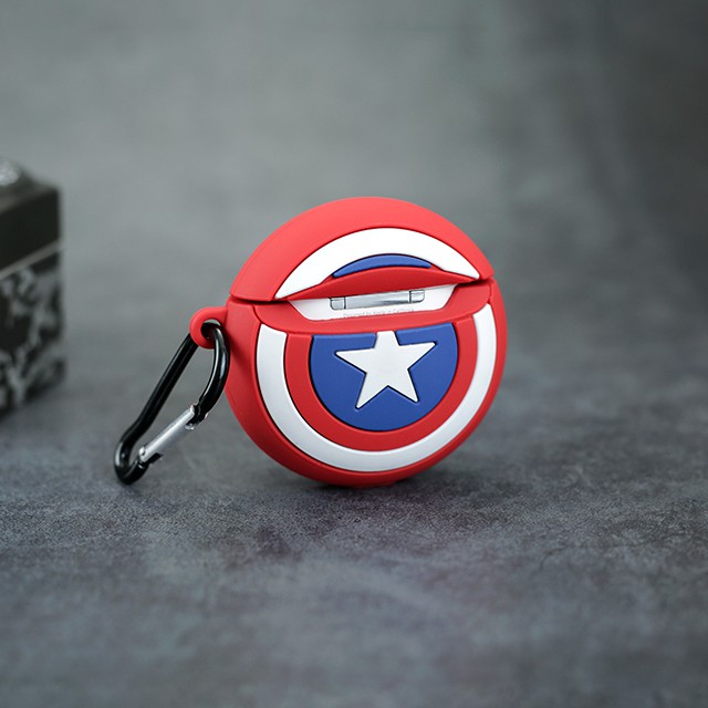 Vỏ Bọc Hộp Sạc Tai Nghe Airpods 1 / 2 Hình Khiên Captain America Độc Đáo