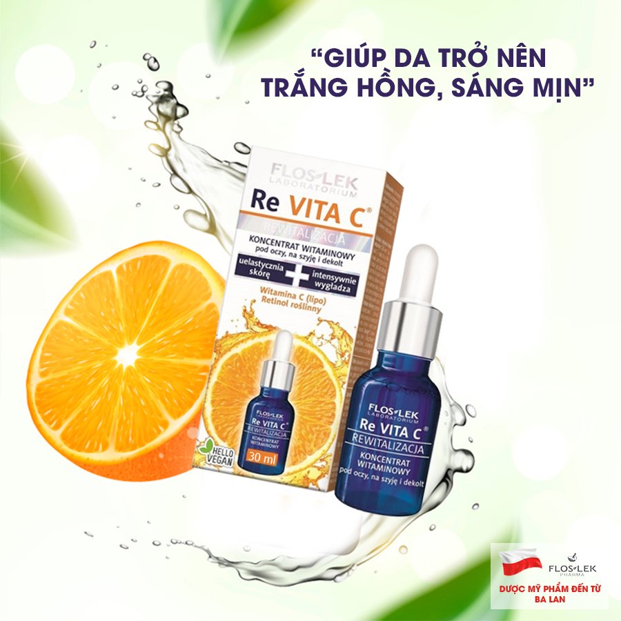 Serum vitamin C Floslek - tinh chất dưỡng ẩm làm sáng - giảm nhăn và trẻ hóa da Re Vita C 30ml