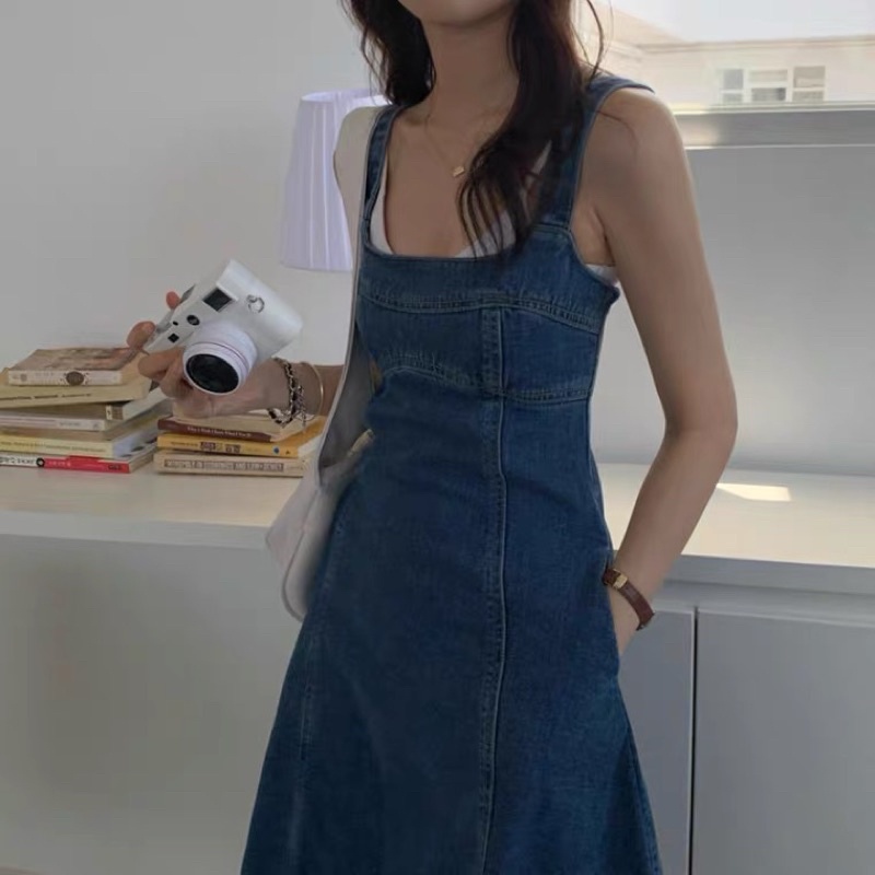 Váy yếm jean dáng dài hàng Quảng Châu siêu xinh