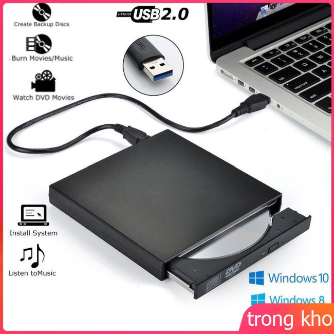 Ổ đĩa CD DVD RW rời với đầu cắm USB chuyên dụng cho Laptop PC windows 98/8/10