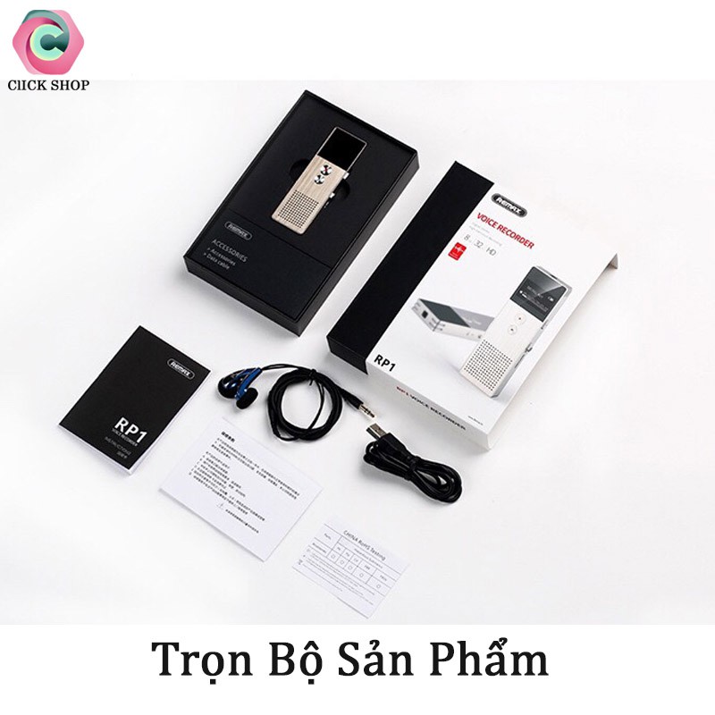 Máy ghi âm Remax Voice Recorder RP1 bộ nhớ trong 8gb - Máy ghi âm remax rpp1 hỗ trợ màn hình led + thẻ nhớ TF chính hang