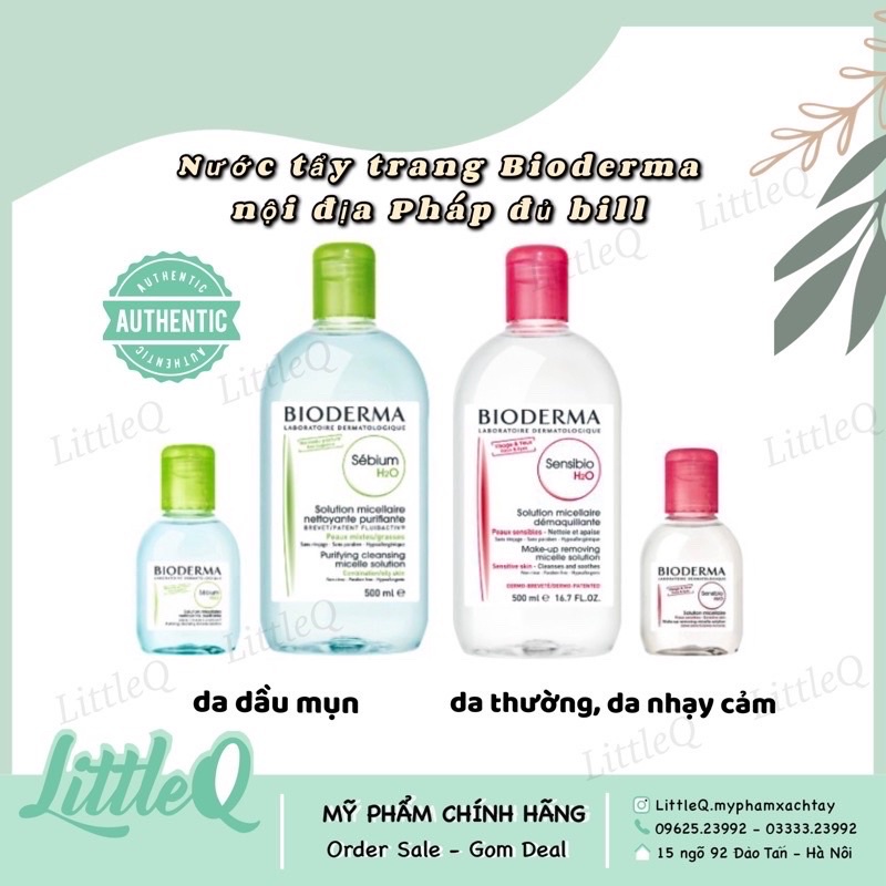 NƯỚC TẨY TRANG BIODERMA H2O CHUẨN PHÁP