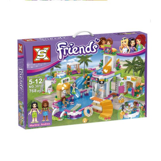 (768 mảnh) Đồ chơi xếp hình lắp ráp Đồ chơi lego bé gái lego friends khu vui chơi mùa hè CHO BÉ PHÁT TRIỂN TƯ DUY